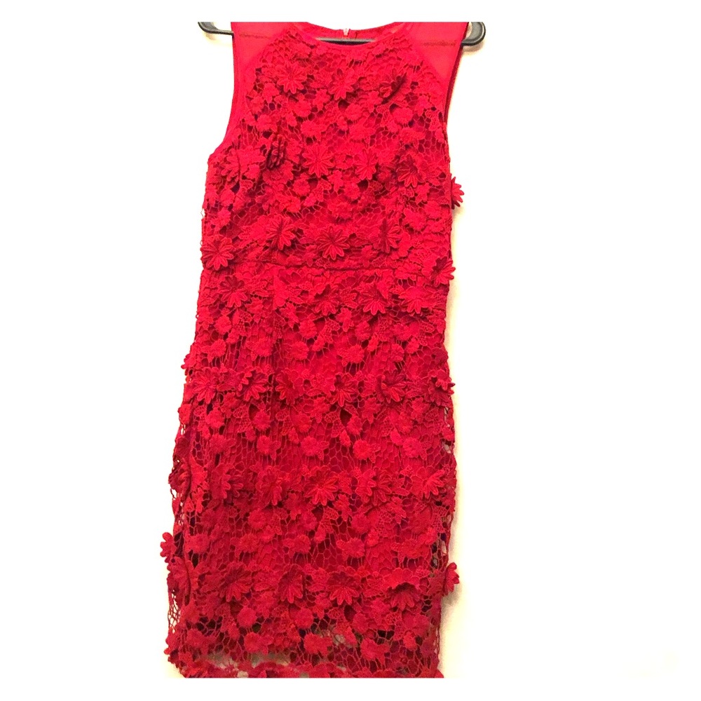 Urban Outfitters red dress with 3D flower details